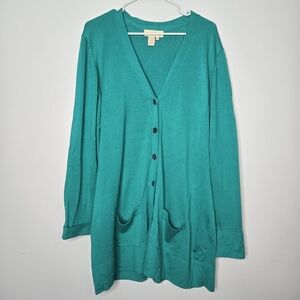 Isabella Bird Teal Green Long-Sleeved Button-Up Cardigan Sweater XL
